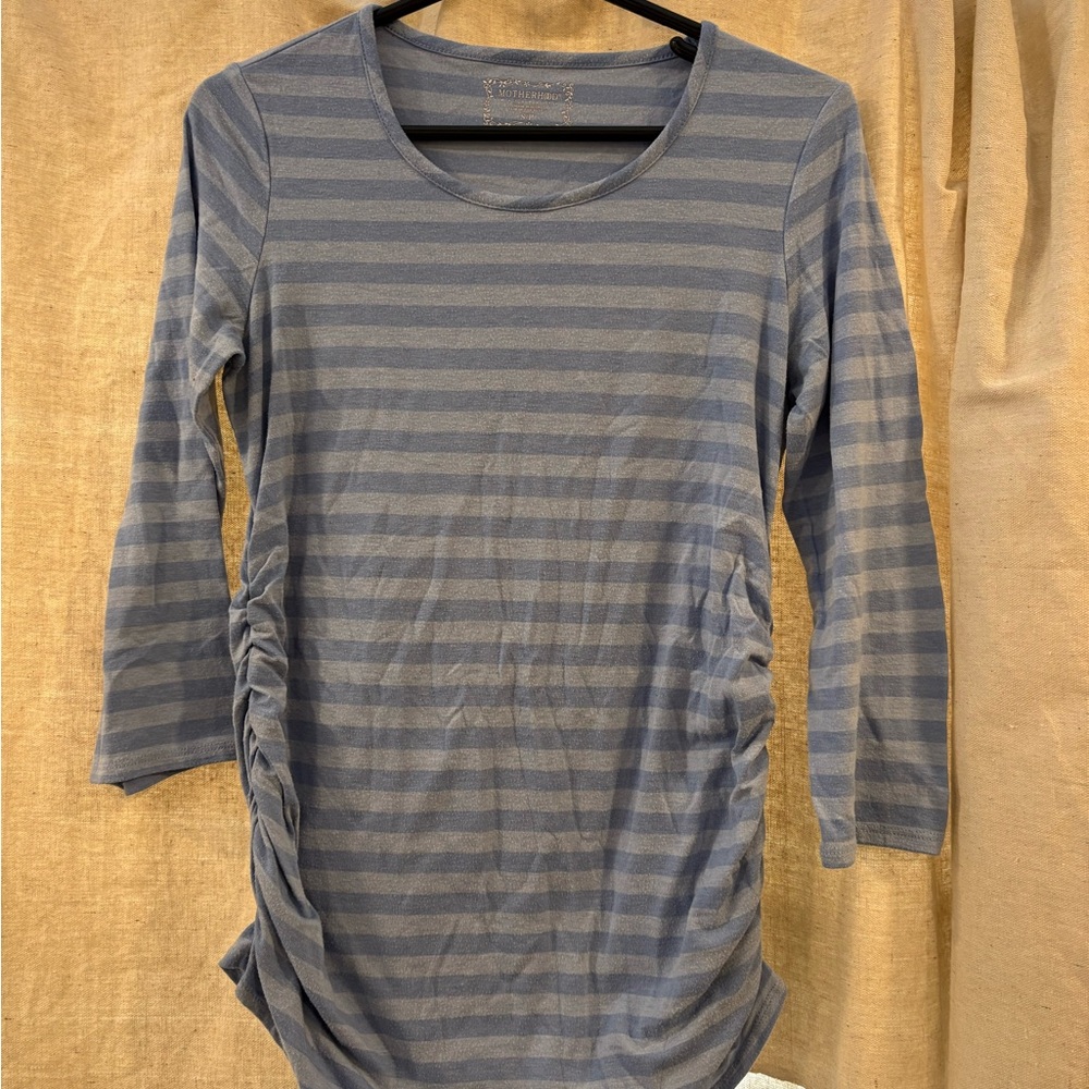 Motherhood Blue Striped Long Sleeve Top